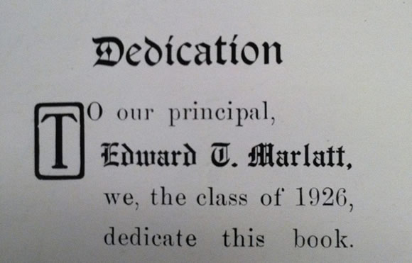 1926 HHS Yearbook Dedication 2